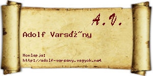 Adolf Varsány névjegykártya